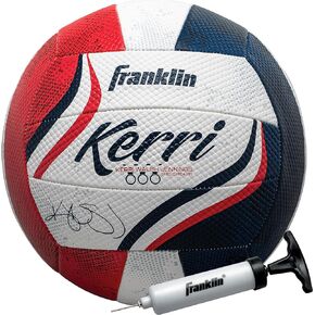 Franklin Sports Kerri Walsh USA Beach Volleyball - Soft Cover Official Size Beach + Outdoor Volleyball - Red, White + Blue Volleyball - Pump + Needle