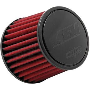 AEM 21-206DK Universal DryFlow Clamp-On Air Filter: Round Tapered; 4.5 in (114 mm) Flange ID; 5.125 in (130 mm) Height; 6.0 in (165 mm) Base; 5.125 in (130 mm) Top