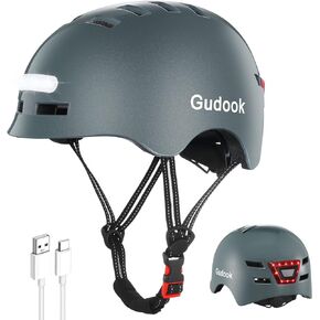 Adult Bike Helmet with Light - Bicycle Helmets Men - Women - Front and Back LED Lights Adjustable Cycling Helmet for Urban Commuter Biking Scooter