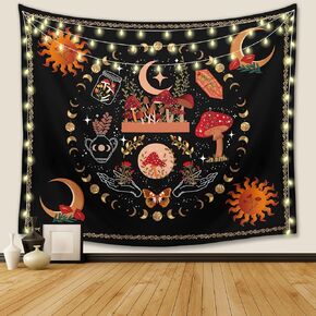 Nature Plant Butterfly Tapestry, Moon Phase Tapestries Aesthetic Flower Decor Wall Hanging for Bedroom Home Dorm(Butterfly moon phase, 51.2 inches x 59.1 inches)