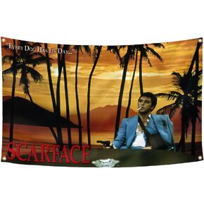Scarface Movie Poster Flag 3x5Ft Motivational Vintage Band Thriller Love Scifi Movie Tapestry Every Dog Has Its Day Banner Tony Montana Gun College Dorm Wall Flag in Kuwait