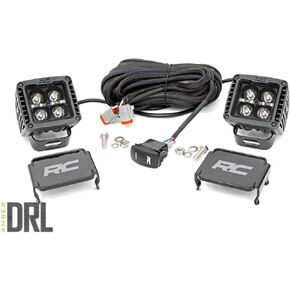 Rough Country 2" Black Series Square LED Cube Lights | Amber DRL - 70903BLKDRLA