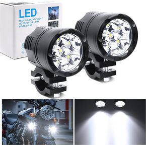 Ourbest Motorcycle Spotlight with 1inch Tube Bar Brackets, Running Driving Lamp 12-60V Fog Light For Motorbike Truck ATV Auxiliary Lights 60W 12V 24V 36V 2.5Inch