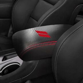 for Dodge Durango Accessories 2011-2018 2019 2020 Center Console Armrest Cover Interior Box Anti-Scratch Leather Central Armrest Decoration (Red Stitches)