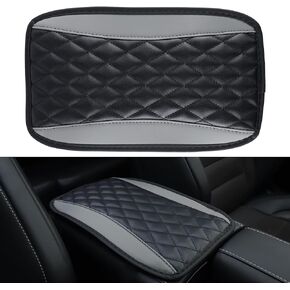 Amiss Car Center Console Cushion Pad, Universal Waterproof Car Armrest Seat Box Cover, Car Interior Accessories, PU Leather Auto Armrest Cover Protector for Most Vehicle, SUV, Car (Black)