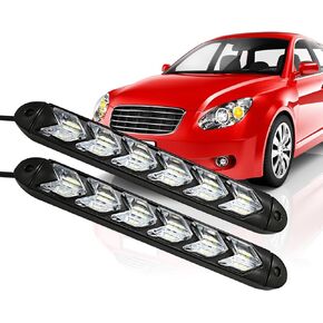 12 LED Arrow DRL Switchback Strips -White Amber Daytime Running Lights -12V Dynamic Flowing Sequential Turn Signal -Universal Car Styling LED for Car, SUV, Truck(2 x 32cm Black)