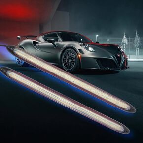 12 LED Arrow DRL Switchback Strips -White Amber Daytime Running Lights -12V Dynamic Flowing Sequential Turn Signal -Universal Car Styling LED for Car, SUV, Truck(2 x 32cm Black)