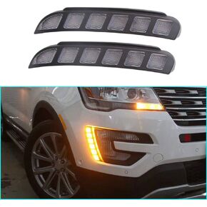 Super Bright LED Daytime Running Light Dual Color DRL for Explorer 2016-2019 Replacement Front Bumper Fog Lamp Assembly Model B 1 Pair(Front L/R)