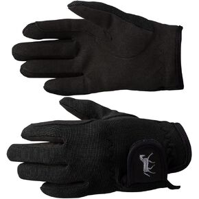 HORZE Kids' Unisex Stretchy Adjustable Horse Riding Equestrian Gloves with Suede Grip and Pony Design