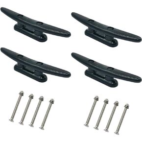 5 Inch Boat Dock Cleat Strong Black Nylon Open Base Cleats Pack 4