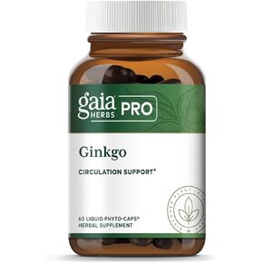 Gaia Herbs Pro Ginkgo - Blood Circulation & Brain Supplement - Memory Supplement for Brain - with Ginkgo Leaf & Ginkgo Leaf Extract - 60 Vegan Liquid Phyto-Capsules (30 Servings)