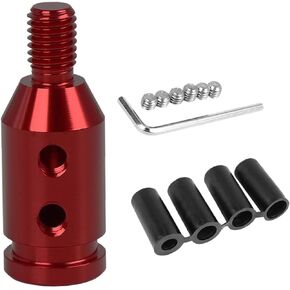 Red Shift Knob Extender & Shift Knob Shifter Adapter M10x1.5 Gear Shifter Adapter, Adjustable Shifter Extension Aluminum Shift Extender with 4 Adapters for Most Cars