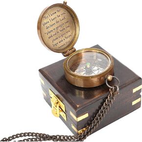 Brass Nautical - Brass Compass Engraved with Religious Scripture Verse, Gift for Son, Grandson, Daughter, Baptism, Confirmation Communion Godson Church Graduation Day