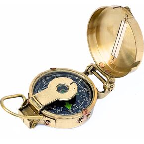 collectiblesBuy Vintage Old Style Military Compass Nautical Pocket Shiny Brass Navigational Instrument Pocket Compass | Engraved Gift for Husband, Son, Scouts, Camping, Hiking