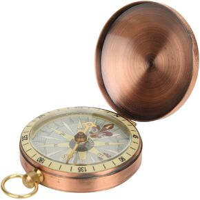 Vbest life Portable Vintage Retro Compass Metal Copper Flip Cover Compass Pocket Watch Compass for Camping Hiking Boating
