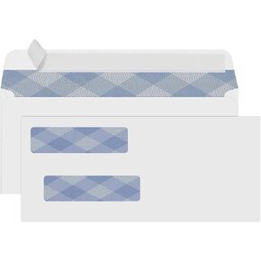 500#8 Self Seal Business Envelopes, PANDRI No.8 Double Window Design for Business and Quickbooks Check(invoice not fit), Documents Secure Mailing - Number 8 Size 3 5/8 X 8 11/16-24LB
