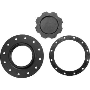 X AUTOHAUX 1 Set Aluminum Easy Fill Fuel Cell Cap with 12 Bolting Holes Cell Bung Black Billet Fuel Cell Cap with Gasket