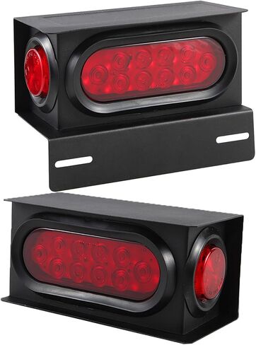 2 قطعة من صناديق إضاءة المقطورة الفولاذية مجموعة مبيت 6 بوصة بيضاوية LED أضواء خلفية للمقطورة أحمر 2 بوصة مستديرة حمراء LED أضواء جانبية للعلامات المقابس جروميت موصلات الأسلاك in Kuwait