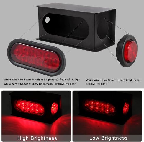 2 قطعة من صناديق إضاءة المقطورة الفولاذية مجموعة مبيت 6 بوصة بيضاوية LED أضواء خلفية للمقطورة أحمر 2 بوصة مستديرة حمراء LED أضواء جانبية للعلامات المقابس جروميت موصلات الأسلاك in Kuwait