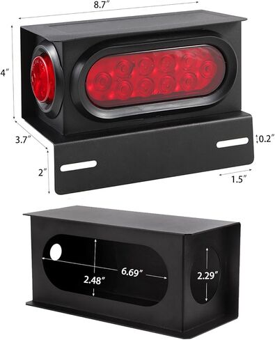2 قطعة من صناديق إضاءة المقطورة الفولاذية مجموعة مبيت 6 بوصة بيضاوية LED أضواء خلفية للمقطورة أحمر 2 بوصة مستديرة حمراء LED أضواء جانبية للعلامات المقابس جروميت موصلات الأسلاك in Kuwait