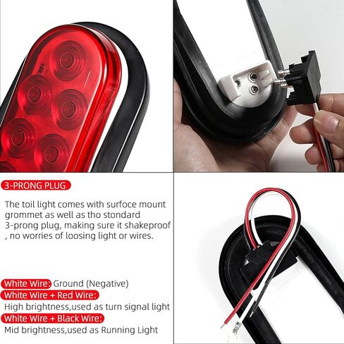 2 قطعة من صناديق إضاءة المقطورة الفولاذية مجموعة مبيت 6 بوصة بيضاوية LED أضواء خلفية للمقطورة أحمر 2 بوصة مستديرة حمراء LED أضواء جانبية للعلامات المقابس جروميت موصلات الأسلاك in Kuwait