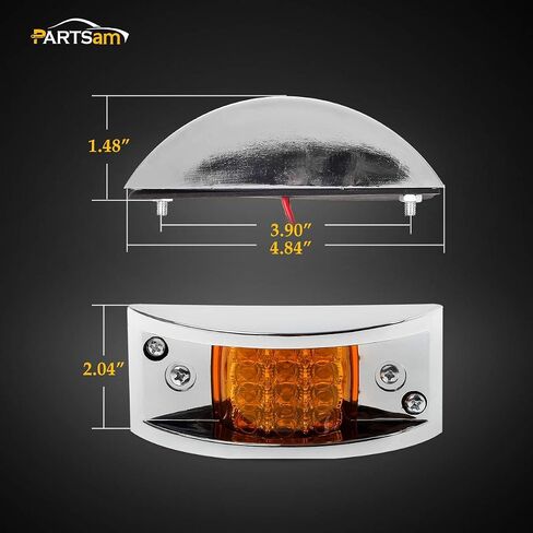 Partsam 2 قطعة مقطورة شاحنة كهرمان 12 LED أضواء تشغيل مختومة، غطاء بلاستيكي مطلي بالكروم in Saudi Arabia