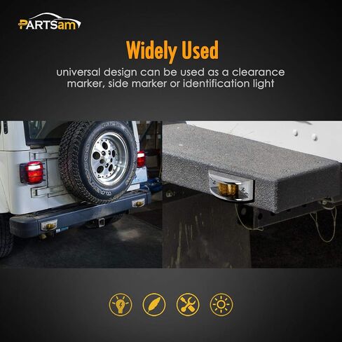 Partsam 2 قطعة مقطورة شاحنة كهرمان 12 LED أضواء تشغيل مختومة، غطاء بلاستيكي مطلي بالكروم in Saudi Arabia