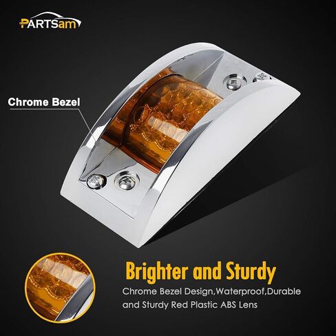 Partsam 2 قطعة مقطورة شاحنة كهرمان 12 LED أضواء تشغيل مختومة، غطاء بلاستيكي مطلي بالكروم in Saudi Arabia