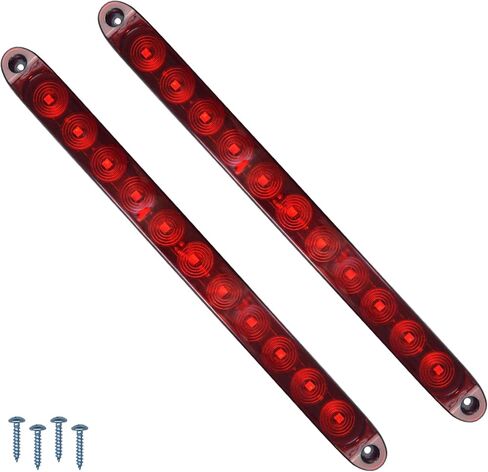 16 Inch Red High Mounted Brake Lights, 11 LED Trailer Tail Light Park Stop Turn signal Light for Marine Boats Offroad Truck RV UTV ATV (2Pcs) in Kuwait