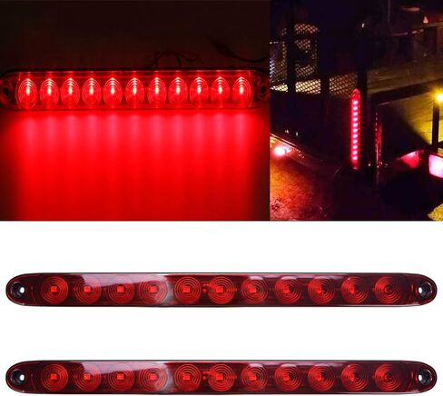 16 Inch Red High Mounted Brake Lights, 11 LED Trailer Tail Light Park Stop Turn signal Light for Marine Boats Offroad Truck RV UTV ATV (2Pcs) in Kuwait