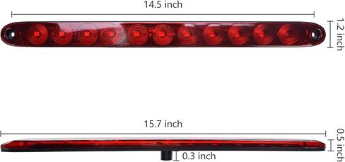 16 Inch Red High Mounted Brake Lights, 11 LED Trailer Tail Light Park Stop Turn signal Light for Marine Boats Offroad Truck RV UTV ATV (2Pcs) in Kuwait