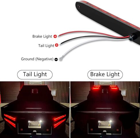 16 Inch Red High Mounted Brake Lights, 11 LED Trailer Tail Light Park Stop Turn signal Light for Marine Boats Offroad Truck RV UTV ATV (2Pcs) in Kuwait