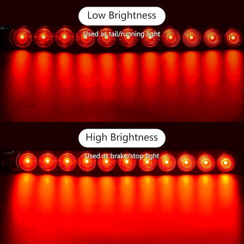 16 Inch Red High Mounted Brake Lights, 11 LED Trailer Tail Light Park Stop Turn signal Light for Marine Boats Offroad Truck RV UTV ATV (2Pcs) in Kuwait