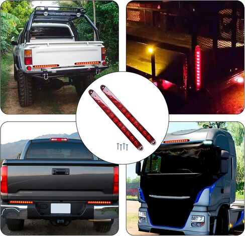 16 Inch Red High Mounted Brake Lights, 11 LED Trailer Tail Light Park Stop Turn signal Light for Marine Boats Offroad Truck RV UTV ATV (2Pcs) in Kuwait