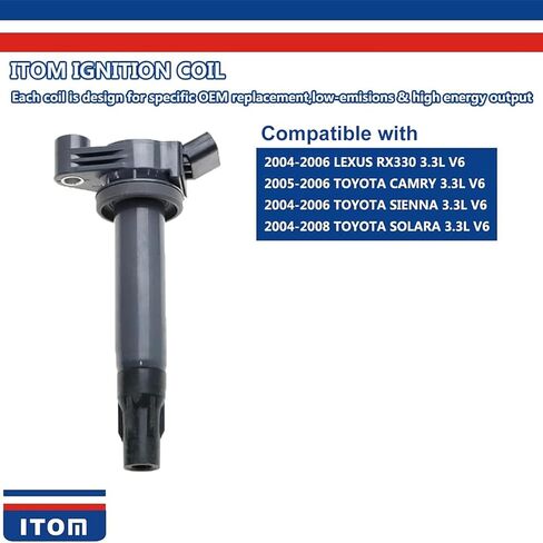 6 قطعة ITOM ملف الإشعال T1115 JTO2893 UF430 UF-430 90919-02246 9091902246 UF506 UF-506 C1452 متوافق مع لكزس RX330 تويوتا كامري سيينا سولارا 3.3 V6 in Kuwait