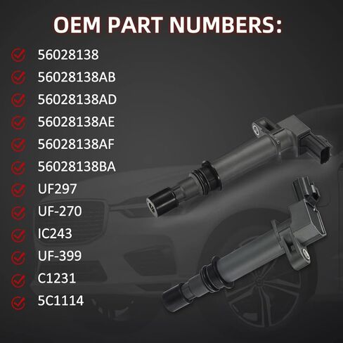حزم ملف الإشعال UF502 و7781 شمعات الإشعال مجموعة من 6 قطع متوافقة مع دودج كرايسلر فولكس فاجن أفينجر تشالنجر تشارجر رحلة 300 سيبرينغ باسيفيكا تاون آند كانتري روتان، 3.5 لتر 4.0 لتر V6 in Kuwait