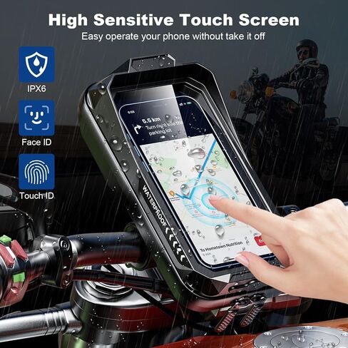 BKNOOU Bike Phone Mount Waterproof Bicycle & Motorcycle Phone Holder 360° Adjustable,Handlebar Cell Phone Mount with Sun Visor,Universal Phone Holder Suitable for 4.0"-6.7" Cellphones in Saudi Arabia