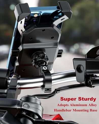 BRCOVAN Motorcycle Phone Mount, Bike Phone Holder, with Aluminum Alloy Handlebar Mounting Base, One Hand Operation, ATV Bicycle Scooter Cell Phone Holder for 4''-6.9'' Mobile Phone in Saudi Arabia