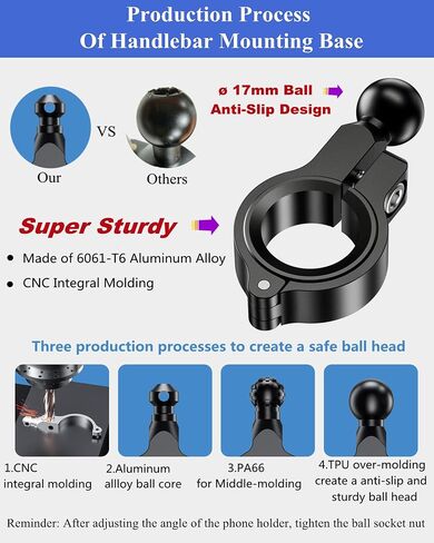BRCOVAN Motorcycle Phone Mount, Bike Phone Holder, with Aluminum Alloy Handlebar Mounting Base, One Hand Operation, ATV Bicycle Scooter Cell Phone Holder for 4''-6.9'' Mobile Phone in Saudi Arabia