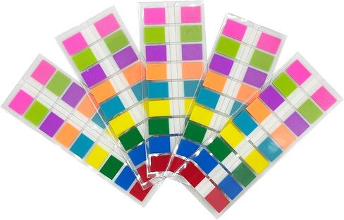 علامات تبويب الملاحظات اللاصقة، 1060 قطعة علامات تبويب ملفات قابلة للكتابة وتغيير موضعها لقراءة الملاحظات والكتب وتصنيف الملفات، 13 لونًا وحجمين (1 × 1.65 بوصة و0.47 × 1.73 بوصة) (بوصة، 1 × 1.65) in Kuwait