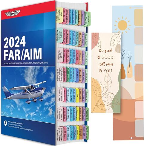 علامات التبويب FAR AIM 2024 و2023، متوافقة مع الطيار الخاص (بدون كتاب)، تتضمن علامات التبويب Far/Aim 64 علامة تبويب و16 علامة تبويب فارغة، وعلامات تبويب مغلفة وملونة مقاومة للتمزق مع إشارة مرجعية وقالب موضع in Kuwait