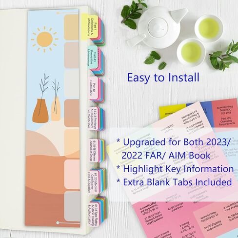 علامات التبويب FAR AIM 2024 و2023، متوافقة مع الطيار الخاص (بدون كتاب)، تتضمن علامات التبويب Far/Aim 64 علامة تبويب و16 علامة تبويب فارغة، وعلامات تبويب مغلفة وملونة مقاومة للتمزق مع إشارة مرجعية وقالب موضع in Kuwait