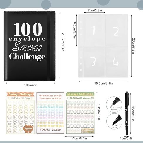 مجموعة أدوات تحدي المغلف المكونة من 100 ظرف، كتاب تحدي توفير المال مع مظاريف نقدية، هدايا عيد الأم لتوفير 5050/10000/500 دولار in Kuwait