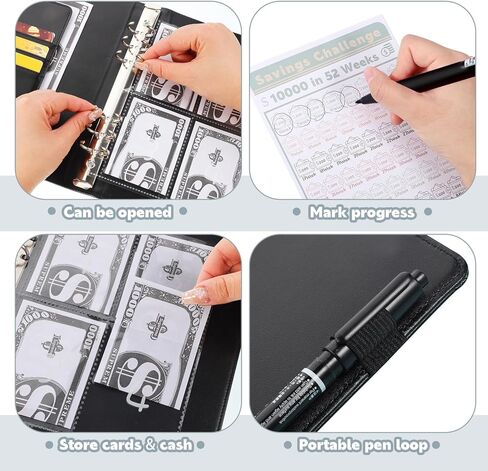 مجموعة أدوات تحدي المغلف المكونة من 100 ظرف، كتاب تحدي توفير المال مع مظاريف نقدية، هدايا عيد الأم لتوفير 5050/10000/500 دولار in Kuwait