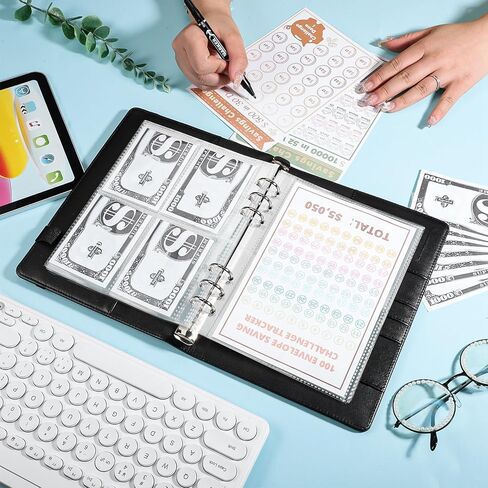 مجموعة أدوات تحدي المغلف المكونة من 100 ظرف، كتاب تحدي توفير المال مع مظاريف نقدية، هدايا عيد الأم لتوفير 5050/10000/500 دولار in Kuwait