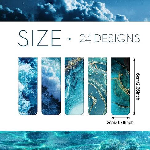 24 Pieces Magnetic Bookmarks Assorted Ocean Bookmark Magnetic Page Markers Magnetic Page Clips for Women Students Teachers Book Lovers Reading, Multi Ocean Patterns in Saudi Arabia