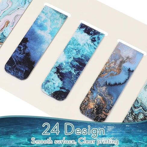24 Pieces Magnetic Bookmarks Assorted Ocean Bookmark Magnetic Page Markers Magnetic Page Clips for Women Students Teachers Book Lovers Reading, Multi Ocean Patterns in Saudi Arabia