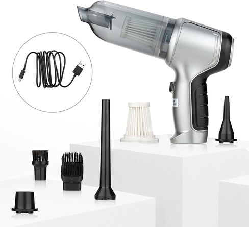 مكنسة كهربائية للسيارة ملحقات السيارة 3 في 1 مكنسة كهربائية لاسلكية محمولة بلوحة مفاتيح، مكنسة كهربائية للسيارة مع محرك بدون فرش بقوة 16000 باسكال عالية الطاقة وTypeC محمولة لشعر الحيوانات الأليفة والمكتب ومجموعة تنظيف المنزل in Kuwait