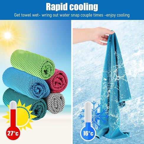 BBTO 32 x 12 Inch Microfiber Ice Towel, Cooling Cold Towel for Neck and Face Breathable Chilly Towel for Yoga, Sport, Gym, Workout, Camping and More Activities(Bright Colors, 50 Pack) in Saudi Arabia