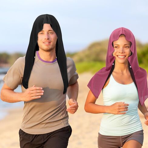 4 Pcs Cooling Hoodie Towel for Men Women Quick Drying Absorbent Cooling Towels for Neck and Face UV Protection Cooling Neck Wraps for Yoga Sport Running Workout Gym Camping in Saudi Arabia